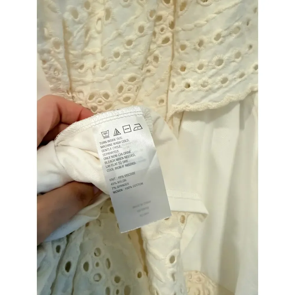 C Wonder 2X Christian Siriano Off Shoulder Eyelet Boho Maxi Dress $149 NEW Cream - Picture 11 of 11